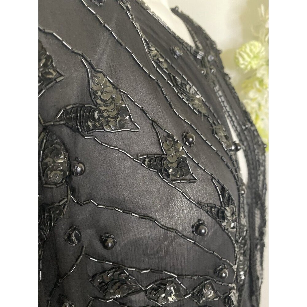 Vintage Black Swee Lo Womens Jacket Sequin Top Party Disco 80s‎ Glam Dynasty XL - Picture 9 of 16